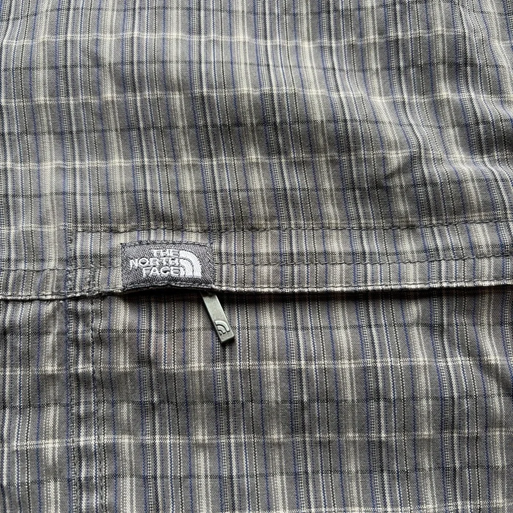 The North Face‎ Mens L Shirt Long Sleeve Zip Pocket Vented Green Plaid VTG